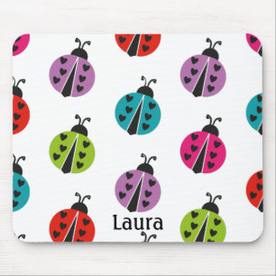 Whimsical Colourful Ladybug Personalised Mouse Pad