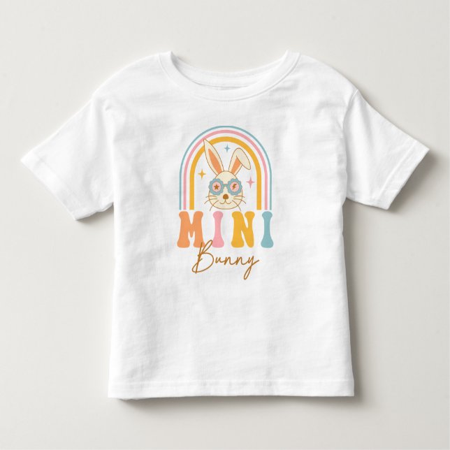 Whimsical Colourful Mini Bunny Rainbow Easter Toddler T-Shirt (Front)