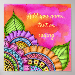 Whimsical Colourful Modern Floral Watercolor Poster