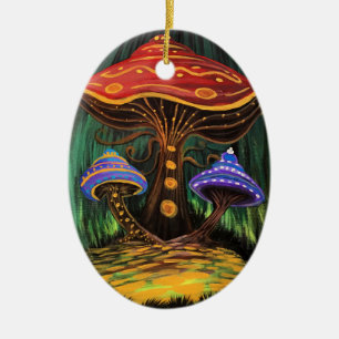 Whimsical Colourful Mushroom Cottagecore Magic Ceramic Ornament