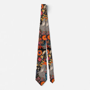 Whimsical Colourful Otomi Pattern Tie