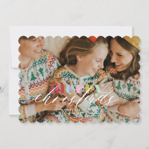 Whimsical Colourful Rainbow Photo Holiday Card