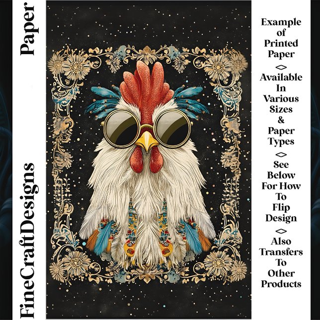 Whimsical Colourful Rooster CK9 Scrapbook Paper (Creator Uploaded)