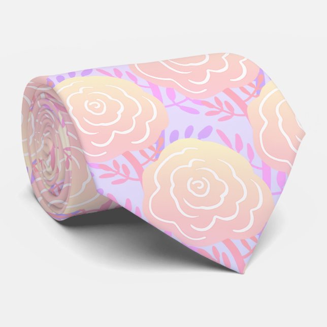 Whimsical Colourful Roses Tie (Rolled)