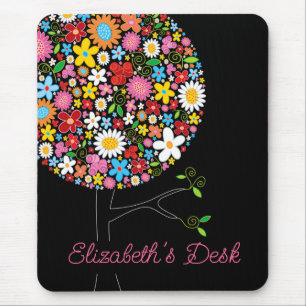 Whimsical Colourful Spring Flowers Sweet Pop Tree Mouse Pad