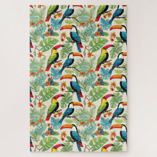 Whimsical Colourful Tropical Jungle Birds Difficul Jigsaw Puzzle
