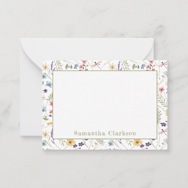 Whimsical Colourful Wildflower Pattern Spring Card (Front)