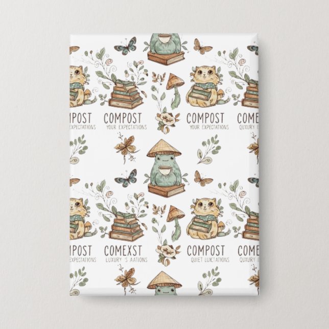 Whimsical "Compost Your Expectations" Frog & Cat P (Front)