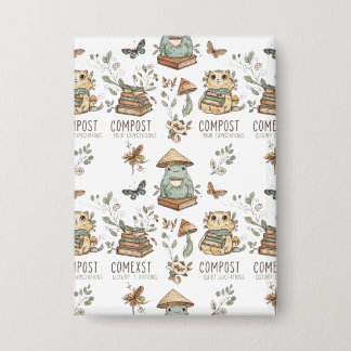 Whimsical "Compost Your Expectations" Frog & Cat P