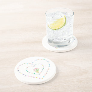 Whimsical Concentric Star Heart Frame Coaster