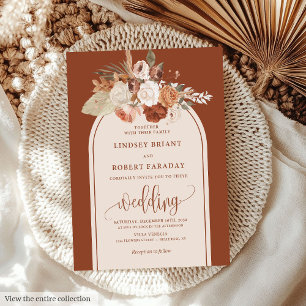 Whimsical Copper Pampas Grass Boho Wedding Invite