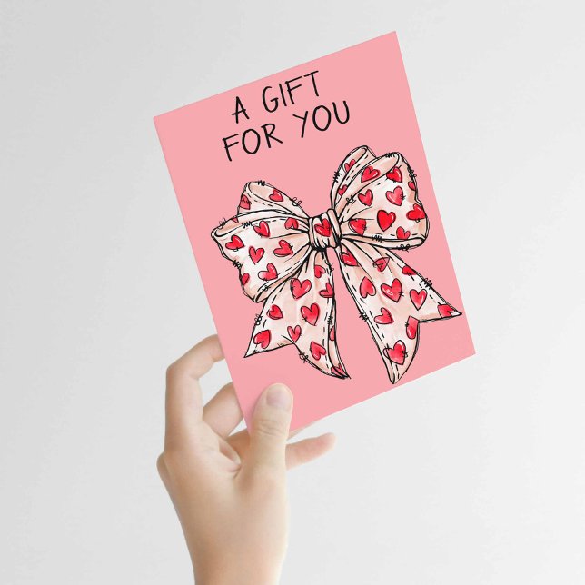 Whimsical Coquette Bow Heart Red Any Occasion  Card (Customize for any occasion!)