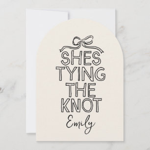Whimsical coquette bow tying knot bridal shower invitation