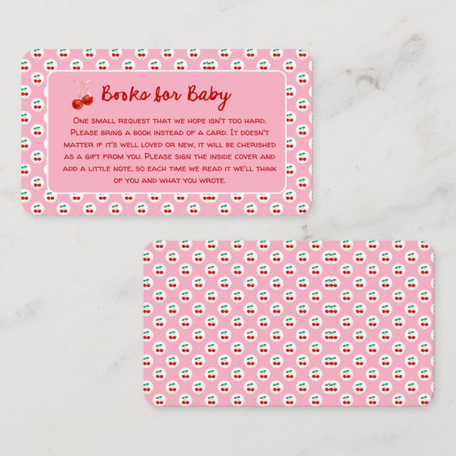 Whimsical Coquette Cherry on Top Baby Shower  Enclosure Card (Front/Back)