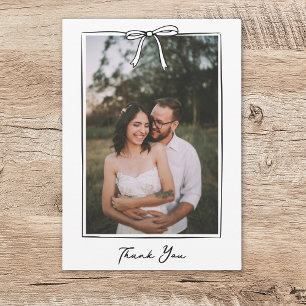 Whimsical Coquette Handwritten Bow Wedding Thank You Card