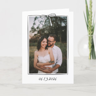 Whimsical Coquette Handwritten Bow Wedding Thank You Card