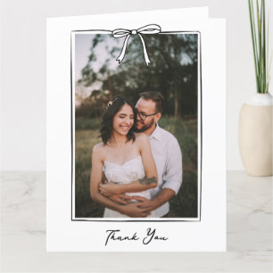 Whimsical Coquette Handwritten Bow Wedding Thank You Card