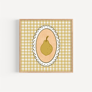 Whimsical Coquette Pear with Gingham Background Poster