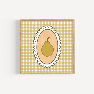 Whimsical Coquette Pear with Gingham Background Poster
