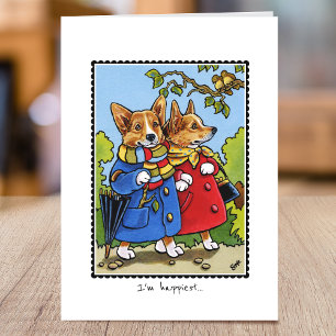 Whimsical Corgi Dog Love Custom Folded Card