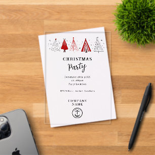 Whimsical Corporate Business Christmas Party Red Acrylic Invitations