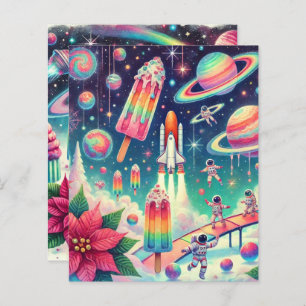 Whimsical Cosmic Poinsettia Scrapbook Paper