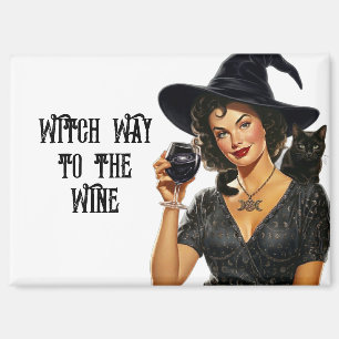 Whimsical Cosmopolitan Witch Way to the Wine Magnet