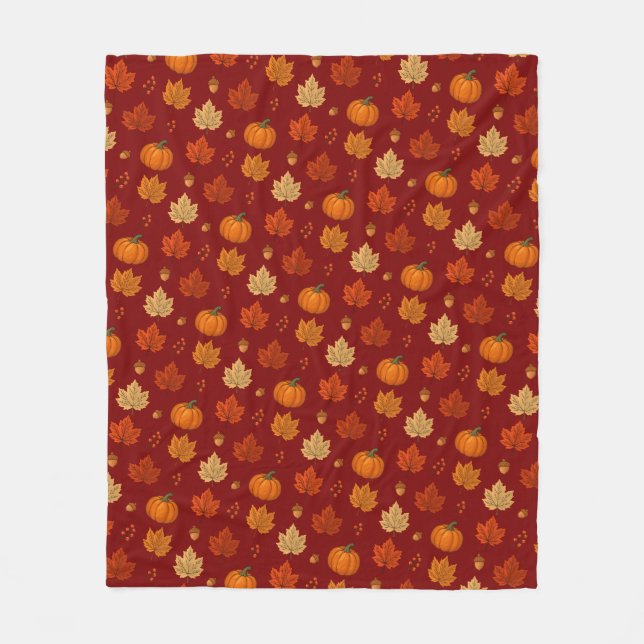 Whimsical cosy Fall  Fleece Blanket (Front)
