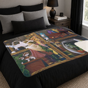 Whimsical Cosy Fantasy Wizard Library Shelves  Sherpa Blanket