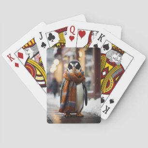 Whimsical Cosy Penguin Snowy Winter Playing Cards