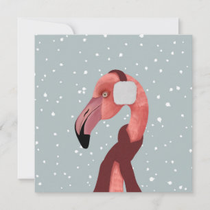 Whimsical Cosy Winter Flamingo With Scarf 