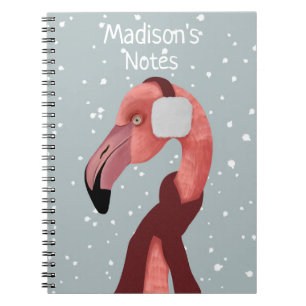 Whimsical Cosy Winter Flamingo With Scarf Notebook