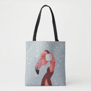 Whimsical Cosy Winter Flamingo With Scarf  Tote Bag