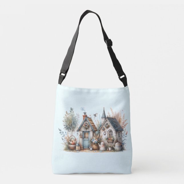 Whimsical Cottage Garden Crossbody Bag (Back)