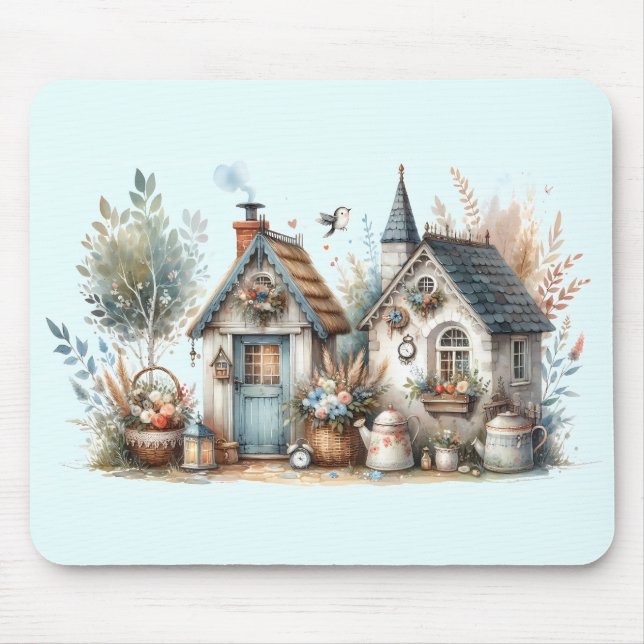 Whimsical Cottage Garden Mouse Pad (Front)