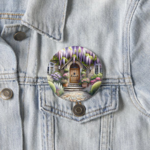 Whimsical Cottage Garden Pathway 7.5 Cm Round Badge