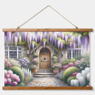 Whimsical Cottage Garden Pathway Hanging Tapestry