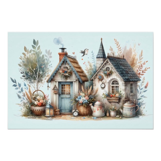 Whimsical Cottage Garden Poster (Front)