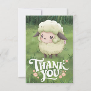 Whimsical Cottage Sheep Thank You Card