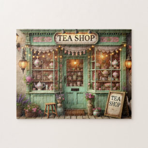 Whimsical Cottage Tea Shop Floral Display Jigsaw Puzzle