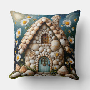 Whimsical Cottage With Vibrant Flower Garden Cushion