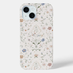 Whimsical Cottagecore Beige Watercolor Floral iPhone 15 Case