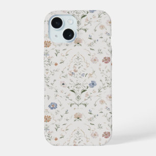 Whimsical Cottagecore Beige Watercolor Floral iPhone 15 Case