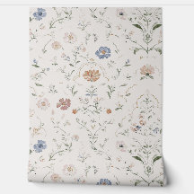 Whimsical Cottagecore Beige Watercolor Wildflower