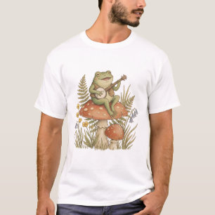 Whimsical Cottagecore Frog Playing Banjo T-Shirt