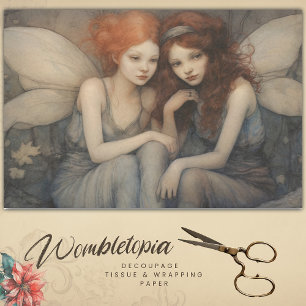Whimsical Cottagecore Winter Fairies Decoupage Tissue Paper