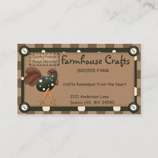 Whimsical Country Rooster Business Card (Front)