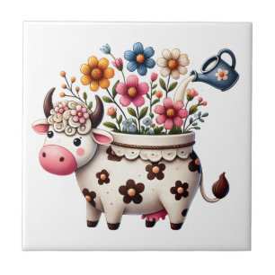 Whimsical COW  Ceramic Tile