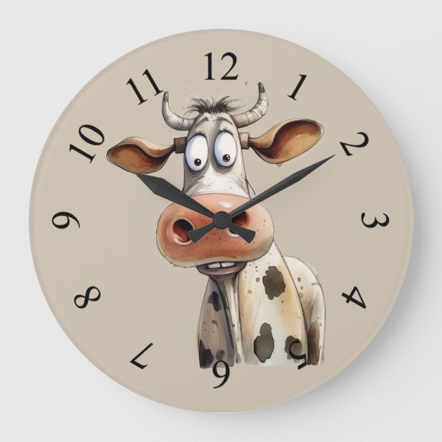 Whimsical cow large clock (Front)