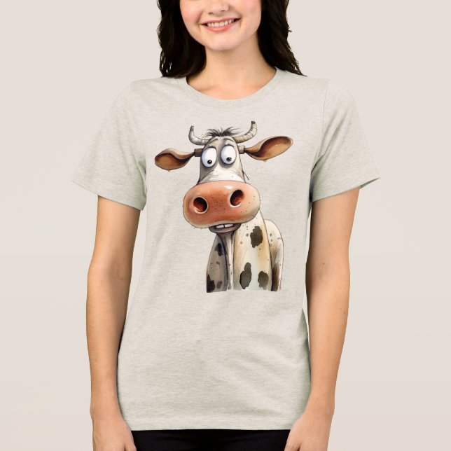 Whimsical Cow Tri-Blend Shirt (Front)